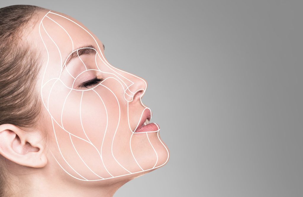 Graphic,Lines,Showing,Facial,Lifting,Effect,On,Skin.