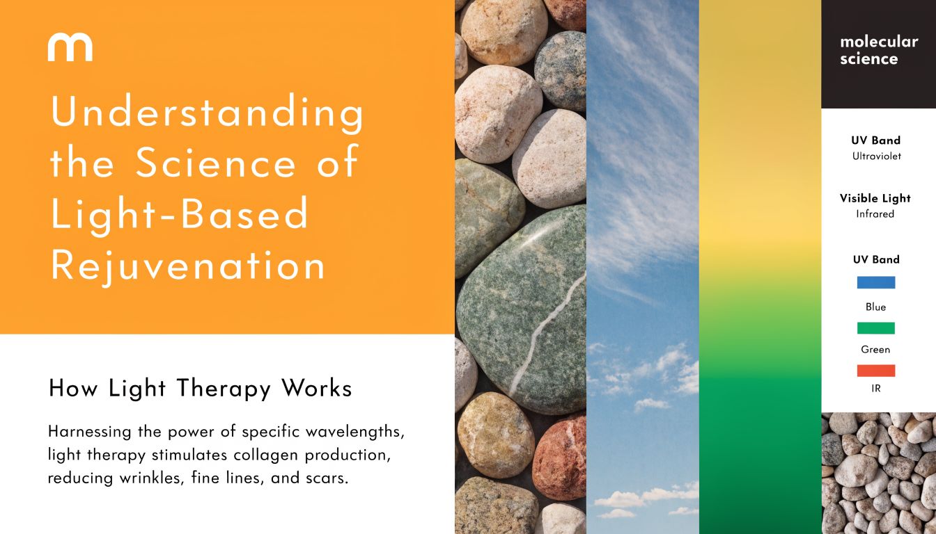 An infographic titled Understanding the Science of Light-Based Rejuvenation, explaining how light therapy stimulates collagen production.